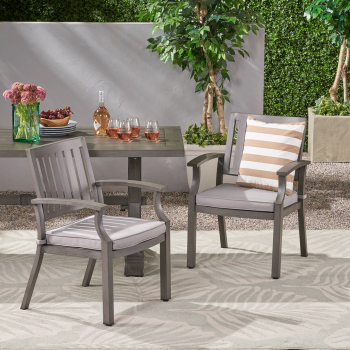 Charlton Home® Wayzata Outdoor Modern Patio Dining Chair with Cushion